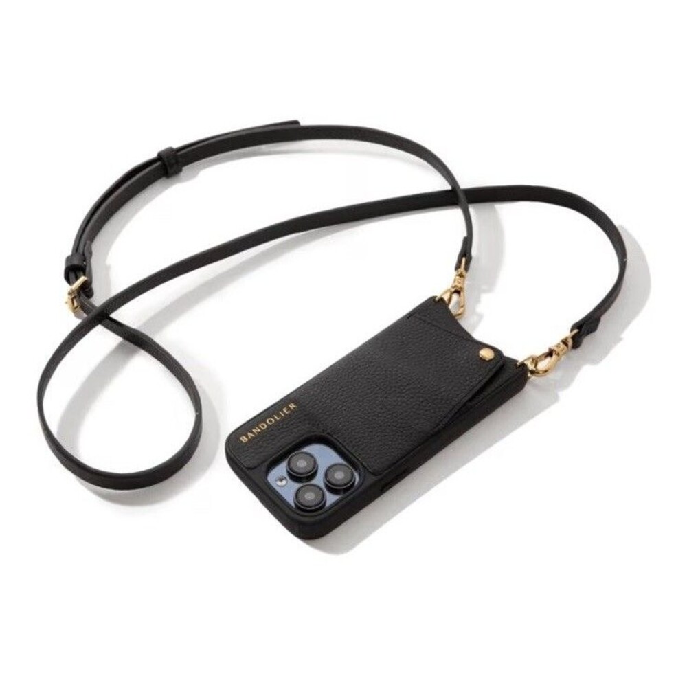 NWT Bandolier Emma Pebble Leather iPhone 14 Pro Max  Black Crossbody Phone Case